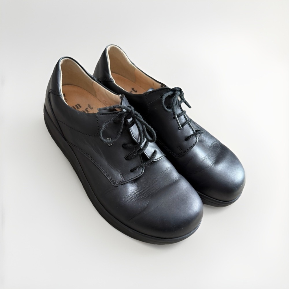 Finn Comfort Germany Black Leather Comfort Shoes Womens 6 EU 37